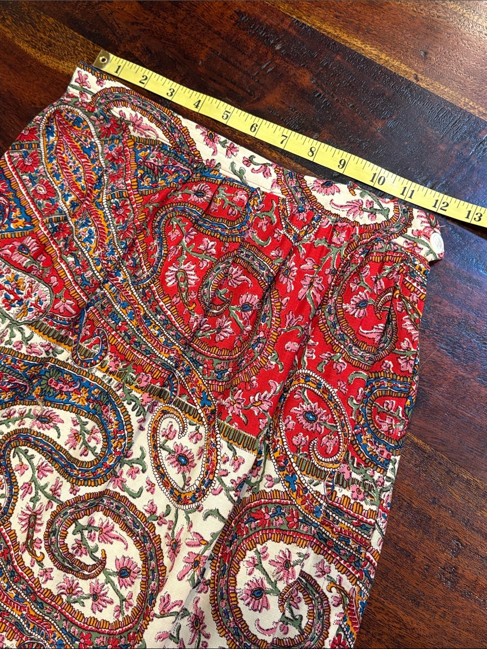 Vintage Ralph Lauren Blue Label 90s Red Long Paisley Skirt size 4 - Picture 11 of 13